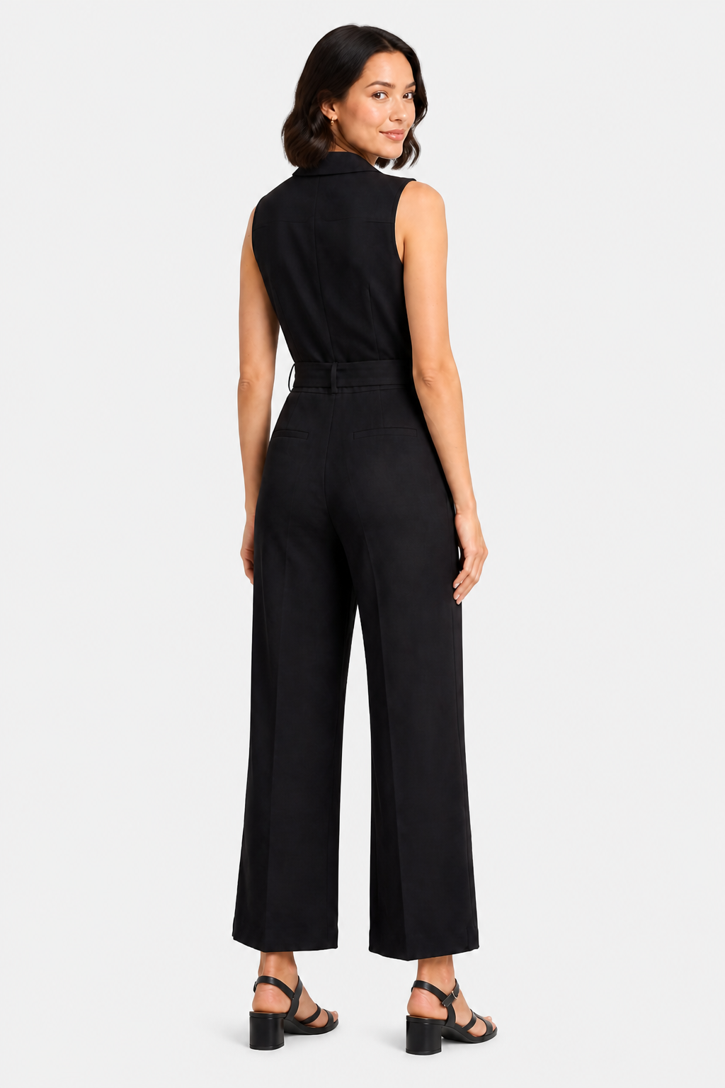 Orléane – Belted office elegance – Wide-leg jumpsuit - Black - back