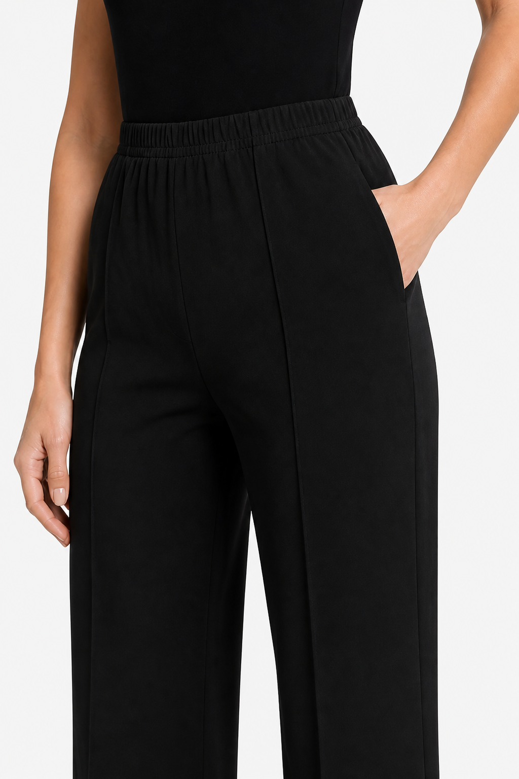Velizza – Streamlined silhouette – High-waist wide-leg trousers - Black - detail