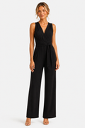 Black Formal Wide Leg Jumpsuit - Black - front