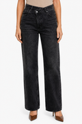 Virezza – Cross button detail – Straight leg jeans - Black - front