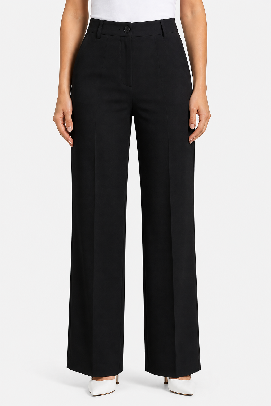 Mirelline – Sleek tailoring – High-waist straight-leg trousers - Black - front