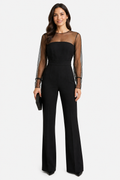 Noirelle – Sheer mesh elegant silhouette – Jumpsuit - Black - front