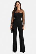 Noirelle – Sheer mesh elegant silhouette – Jumpsuit - Black - front