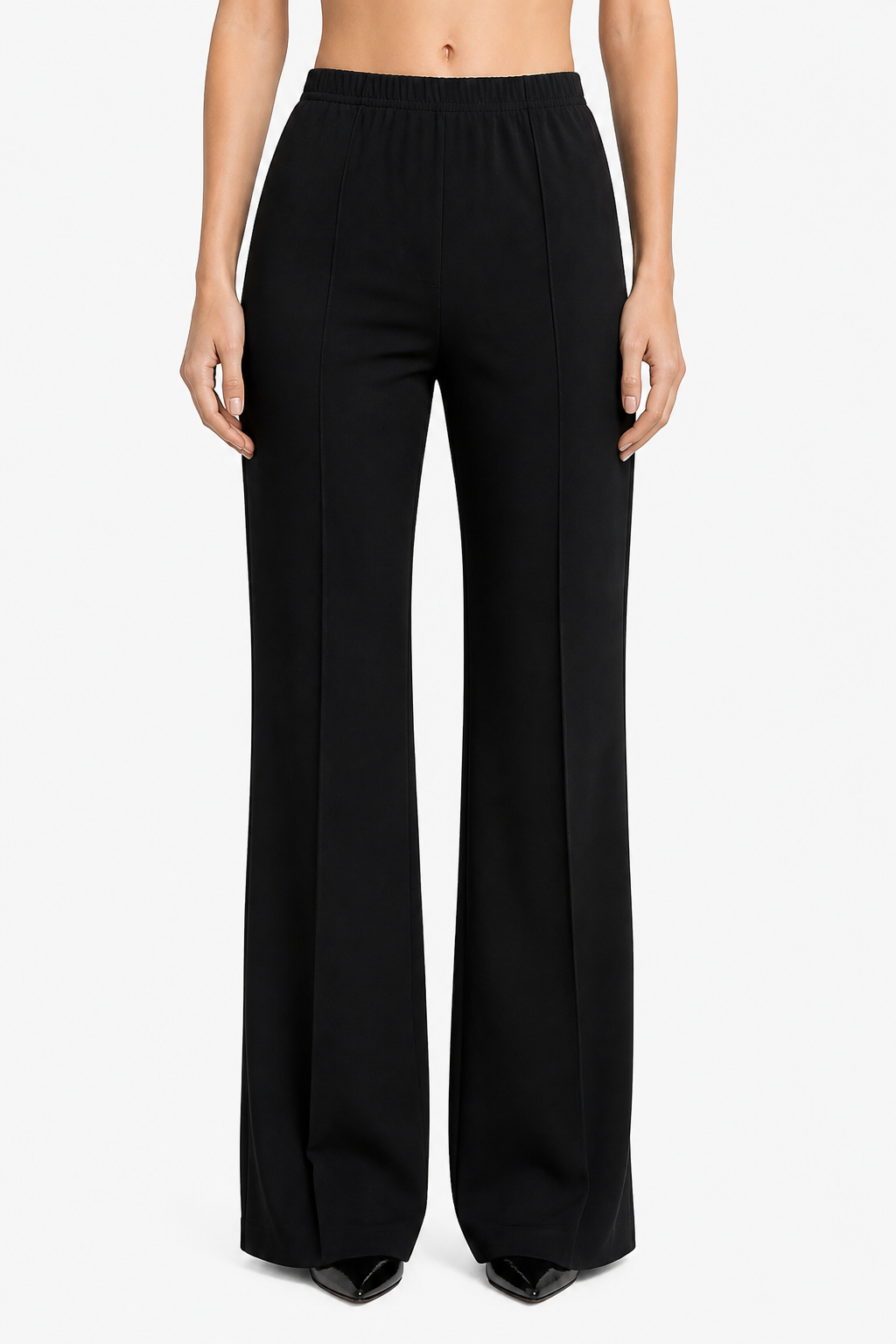 Velizza – Streamlined silhouette – High-waist wide-leg trousers - Black - front