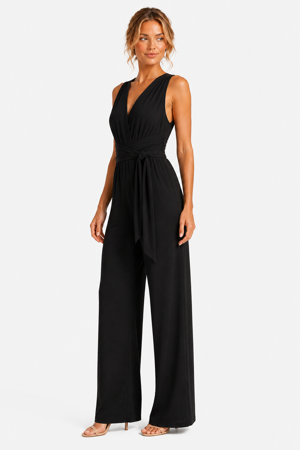 Black Formal Wide Leg Jumpsuit - Black - side right