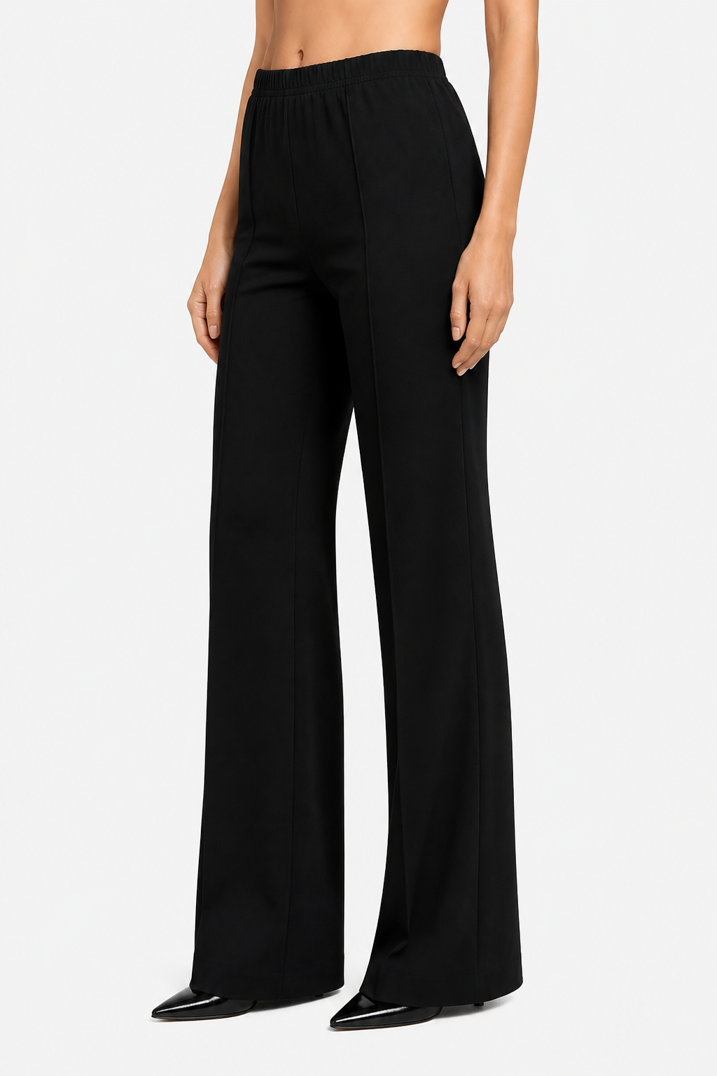 Velizza – Streamlined silhouette – High-waist wide-leg trousers - Black - side