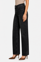Virezza – Cross button detail – Straight leg jeans - Black - side