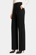 Belloire – Refined pinstripe elegance – Wide-leg trousers - Black - side