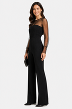 Noirelle – Sheer mesh elegant silhouette – Jumpsuit - Black - side