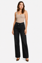 Virezza – Cross button detail – Straight leg jeans - Black - whole body