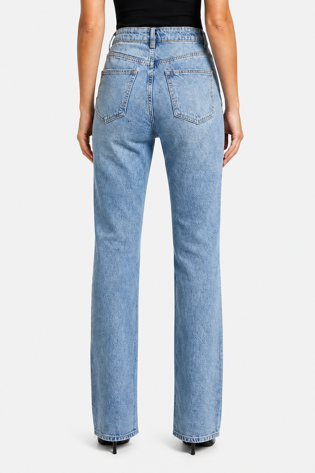 Aurevienne – Cross waist detail – Flare jeans - Blue - back