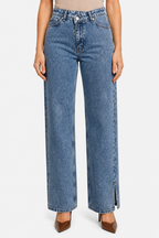 Virezza – Cross button detail – Straight leg jeans - Blue - front