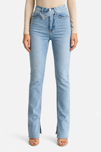 Avelisse – Cross waist detail – Straight leg jeans - Blue - front