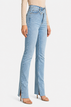 Avelisse – Cross waist detail – Straight leg jeans - Blue - side