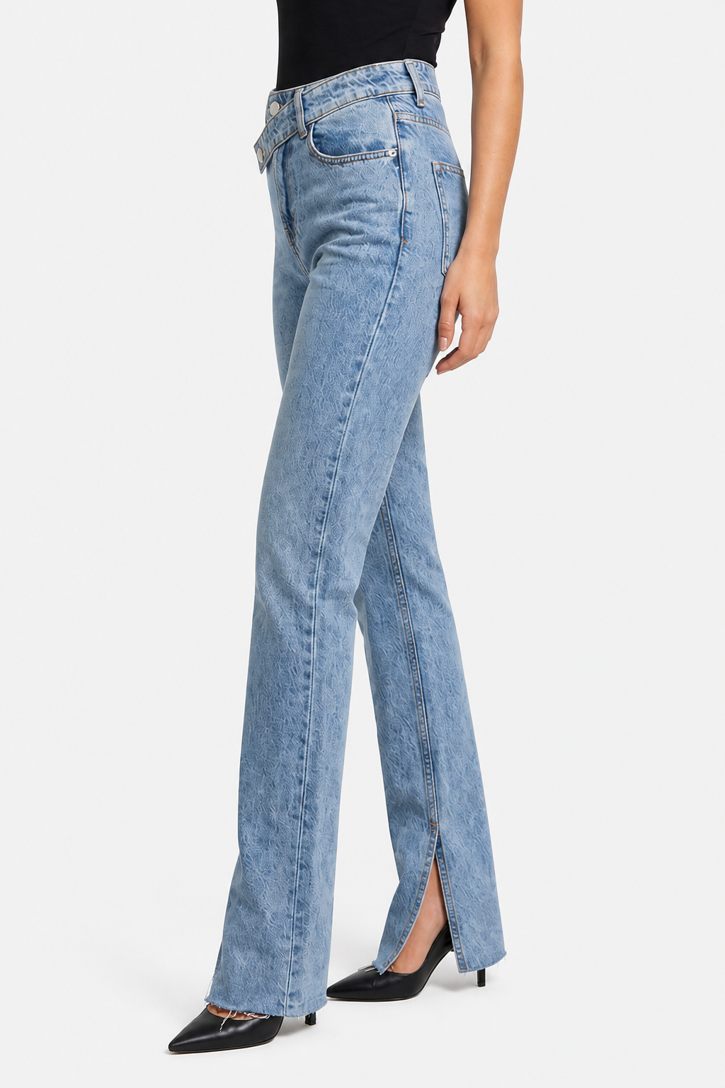 Aurevienne – Cross waist detail – Flare jeans - Blue - side