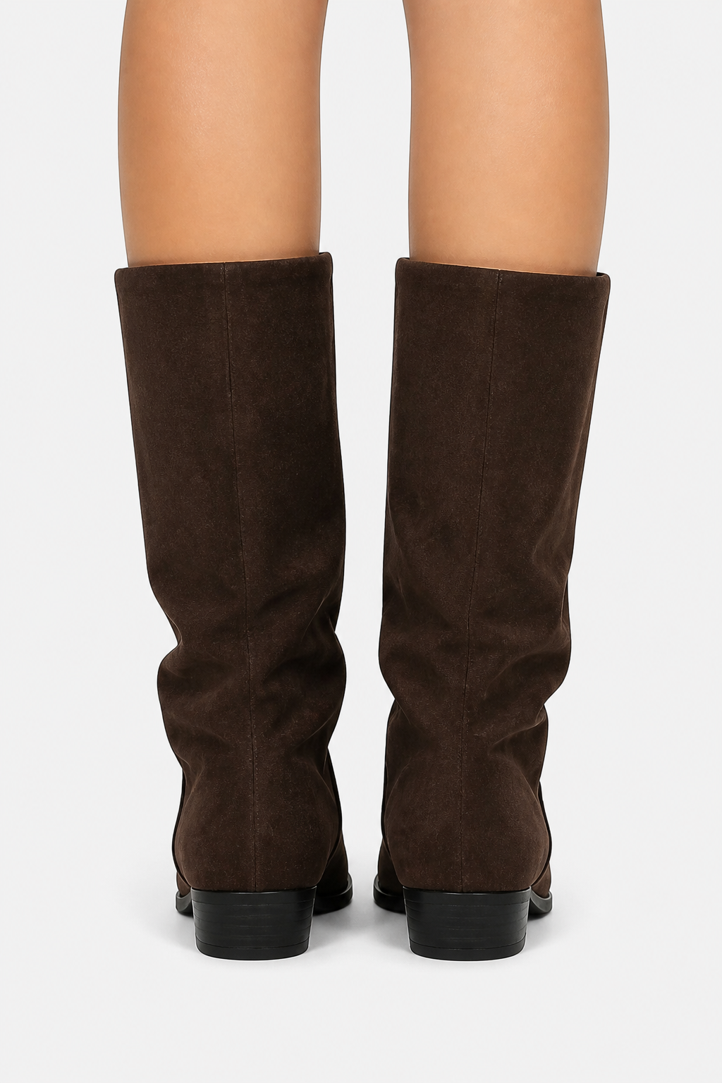 Chunky Heel Knee High Boots Elegant Long Fashion Boots - Brown - back