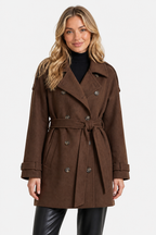 Maubéry – Oversized structure – Wool trench coat - Brown - front
