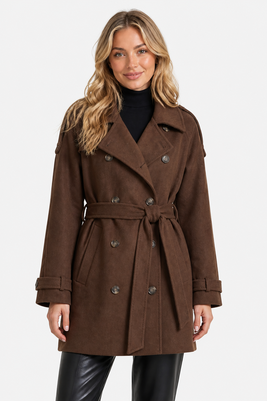 Maubéry – Oversized structure – Wool trench coat - Brown - front