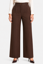 Belloire – Refined pinstripe elegance – Wide-leg trousers - Brown - front
