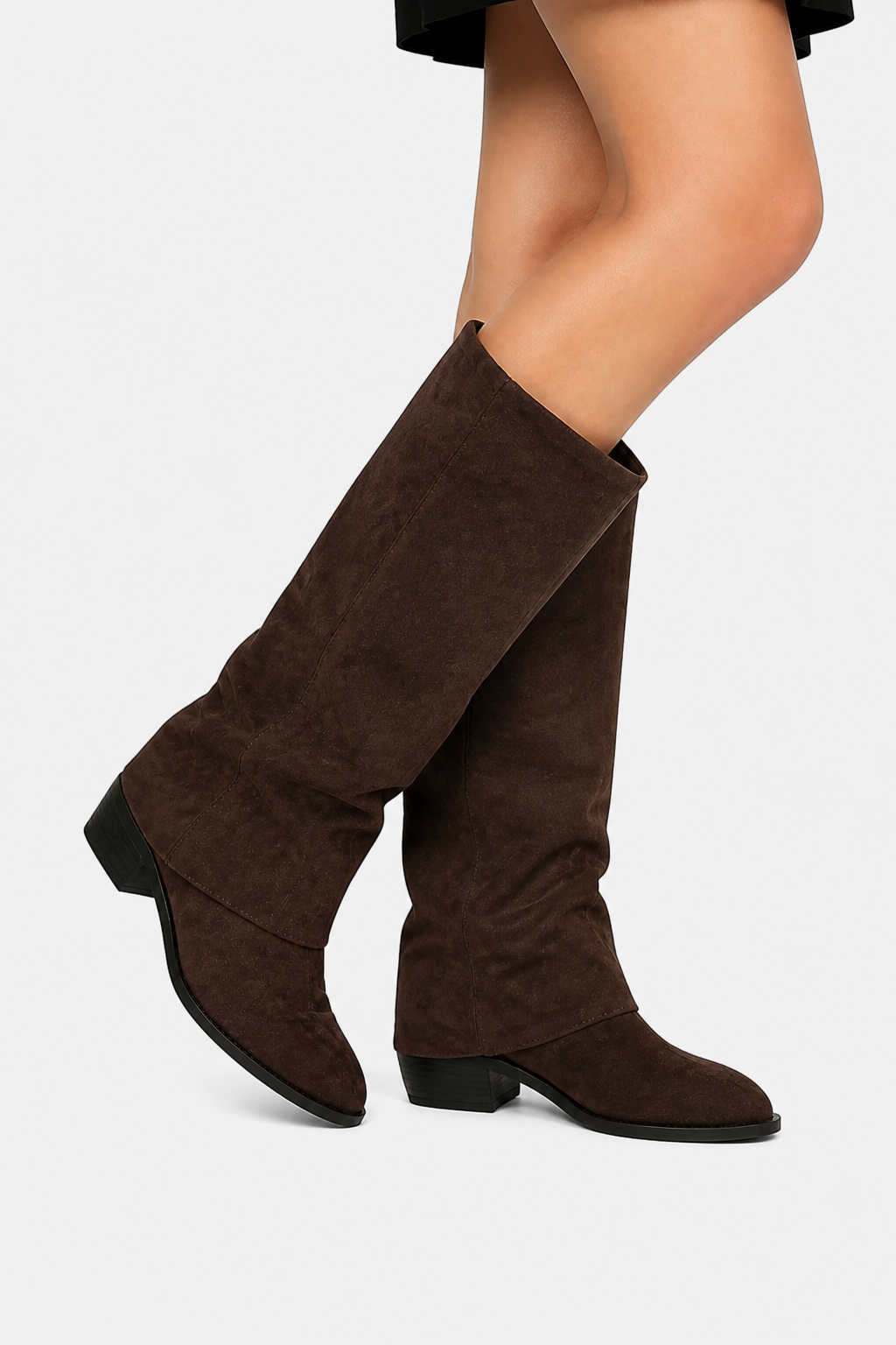 Chunky Heel Knee High Boots Elegant Long Fashion Boots - Brown - side