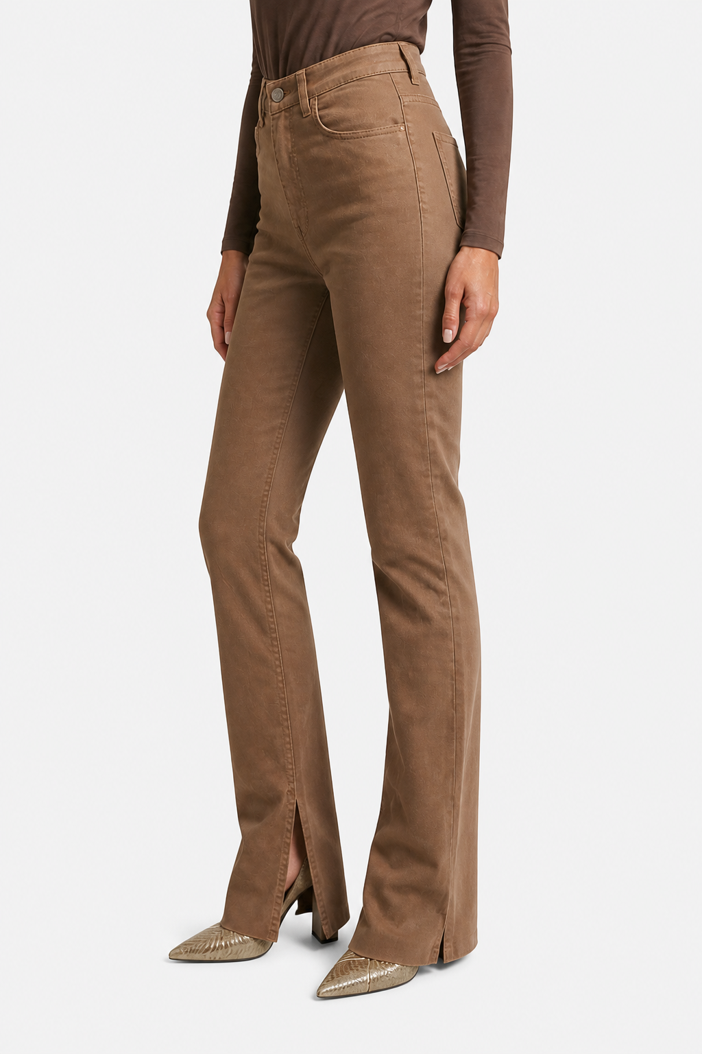Carmelisse – Sculpted high waist – Flare jeans - Brown - side