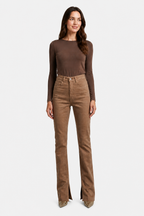 Carmelisse – Sculpted high waist – Flare jeans - Brown - whole body 2