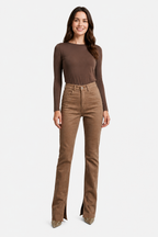 Carmelisse – Sculpted high waist – Flare jeans - Brown - whole body
