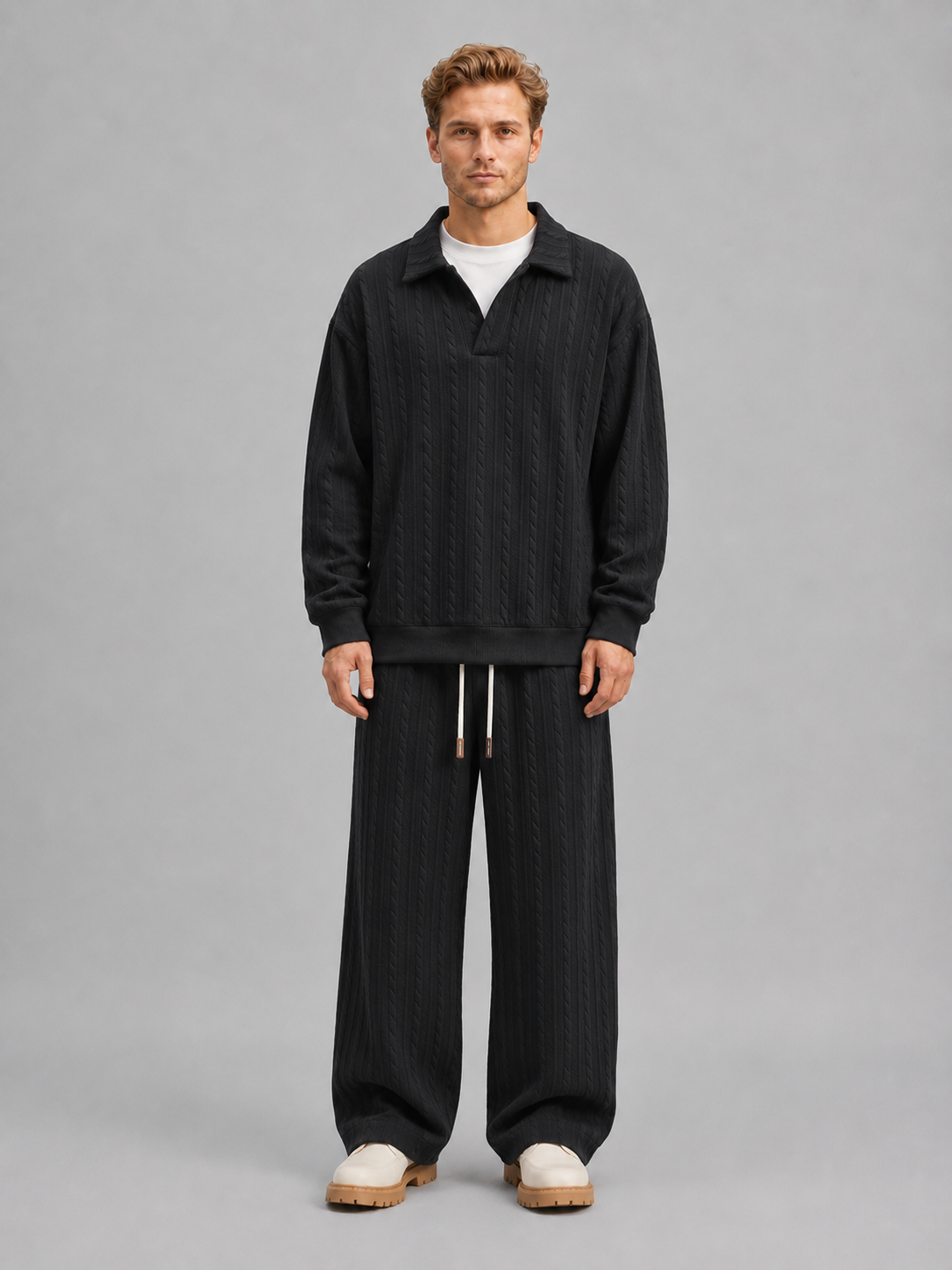 Cable knit two piece set co-ord for men – product image 5
