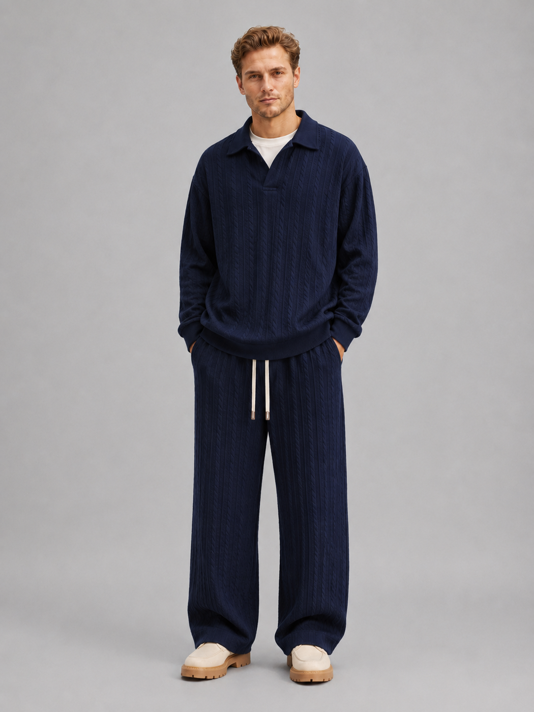 Cable knit two piece set co-ord for men – product image 6
