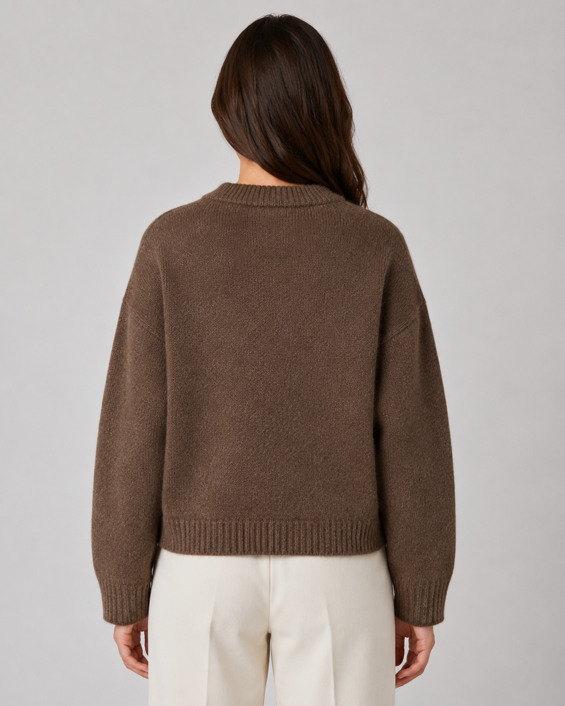 Cropped Chunky Knit Cardigan Patch Pockets - Boxy Fit