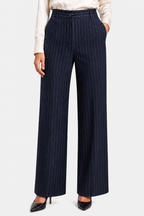 Belloire – Refined pinstripe elegance – Wide-leg trousers - Dark blue - front