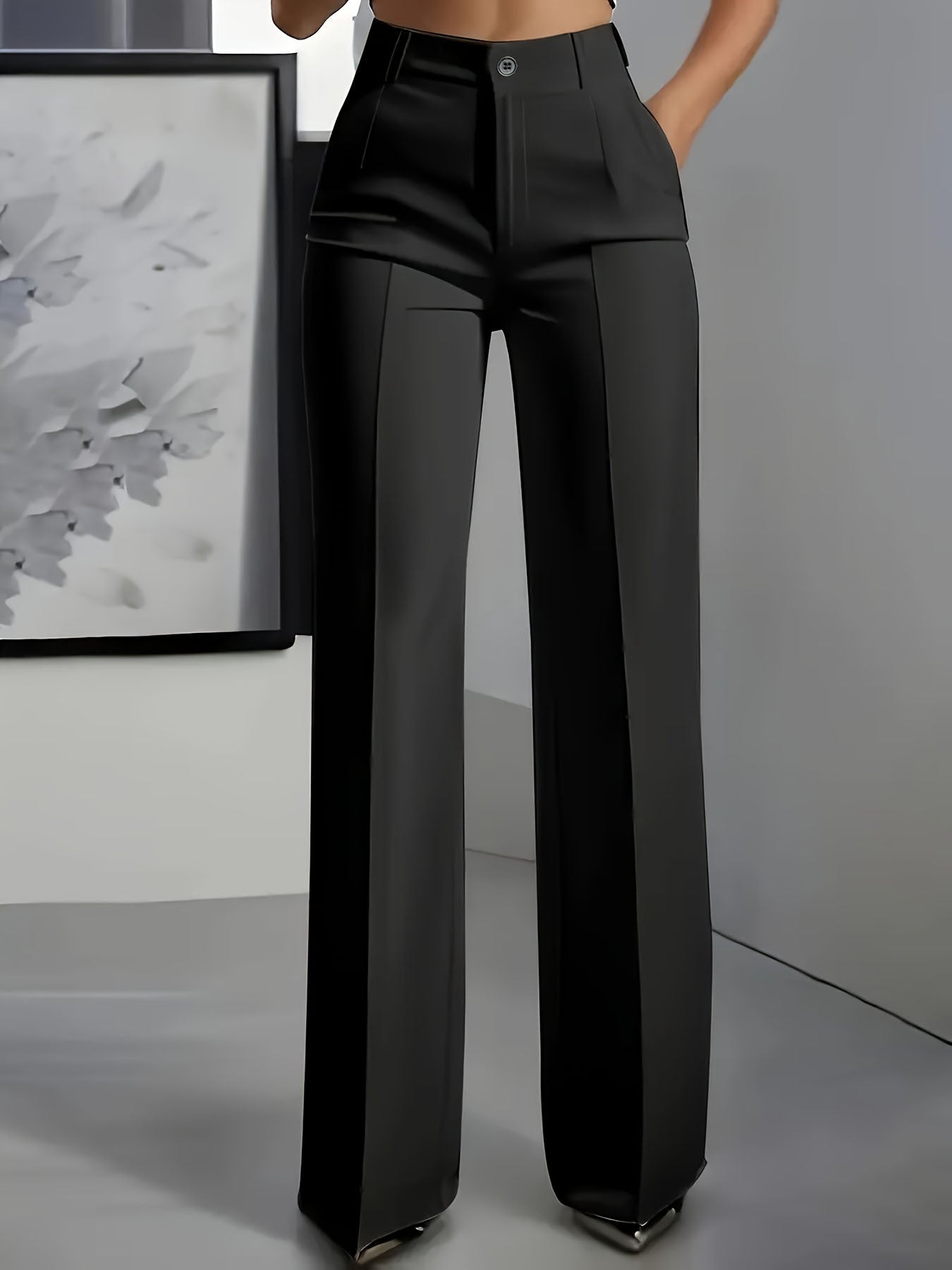 High Waist Wide-Leg Tailored Trousers - Classic Fit