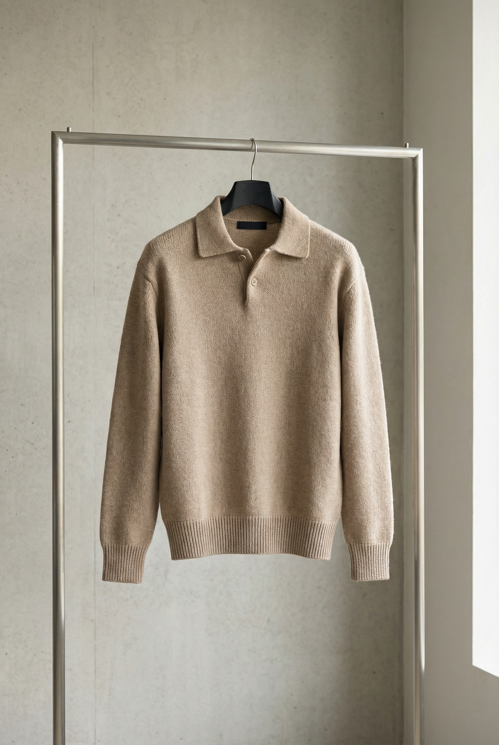 Men's Polo Collar Knit Jumper Long Sleeve - Relaxed Fit