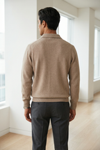 Men's Polo Collar Knit Jumper Long Sleeve - Relaxed Fit