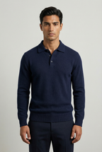 Men's Polo Collar Knit Jumper Long Sleeve - Relaxed Fit