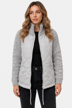 Norcetta – Textured knit detail – Quilted puffer jacket - Gray - front