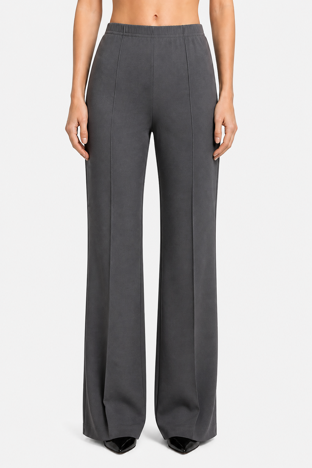 Velizza – Streamlined silhouette – High-waist wide-leg trousers - Gray - front
