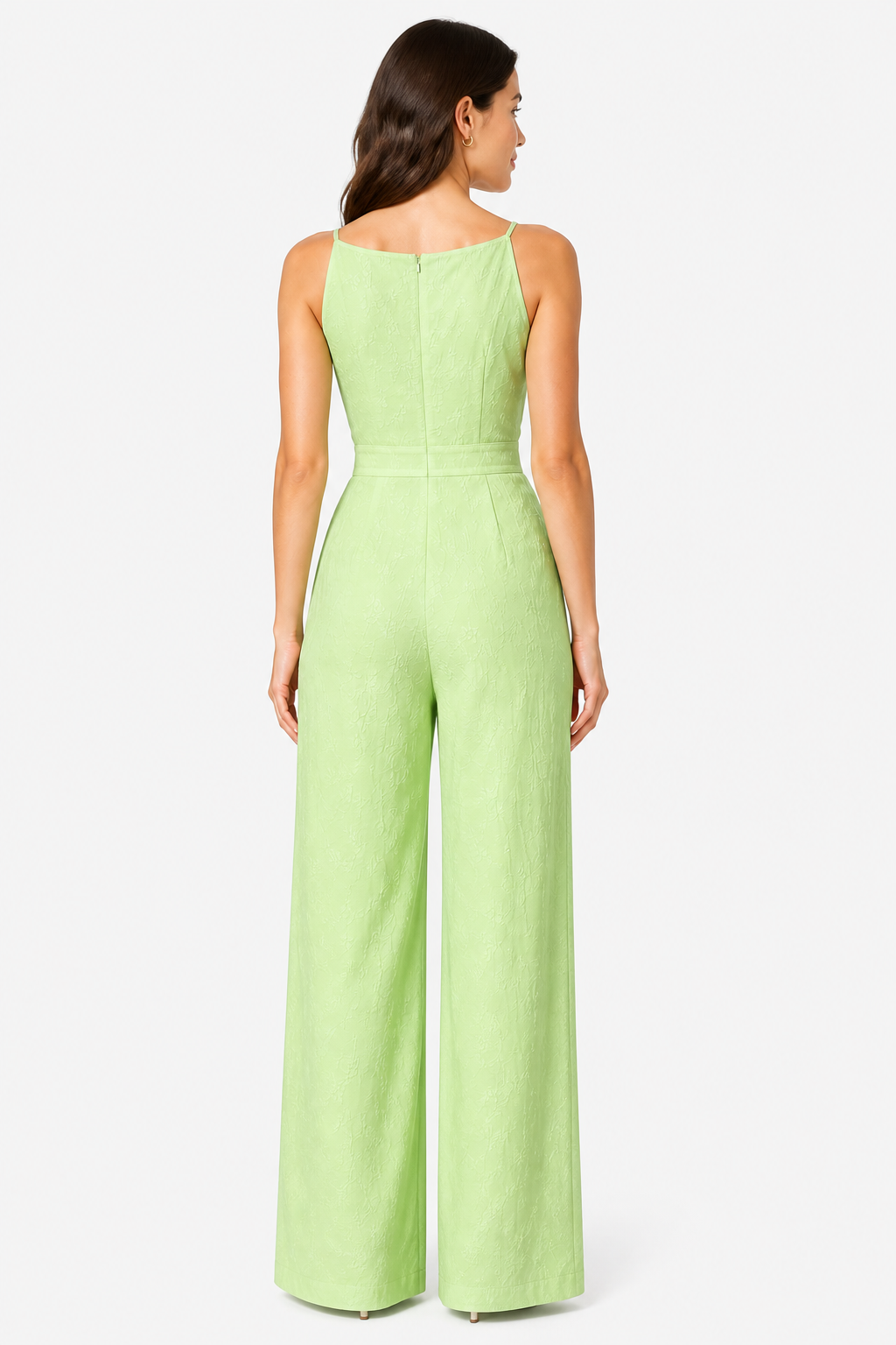 Women’s Jacquard Wide Leg Jumpsuit – Summer Occasion Style - Green - back