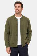 Men's Buttoned Cardigan - Green - front