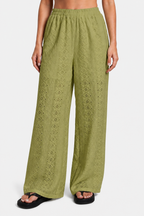 Élodienne – Broderie anglaise grace – Wide-leg trousers - Green - front