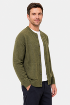 Men's Buttoned Cardigan - Green - side