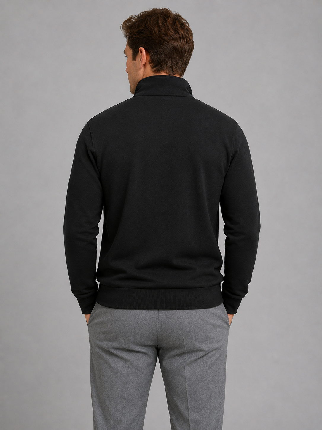 Half zip sweater pullover with high neck for men – product image 2