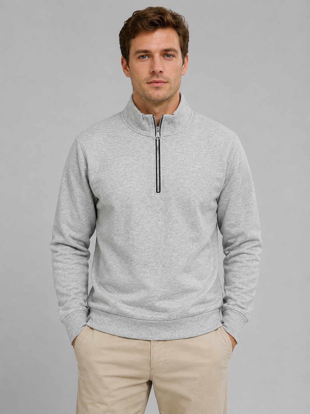 Half zip sweater pullover with high neck for men – product image 4