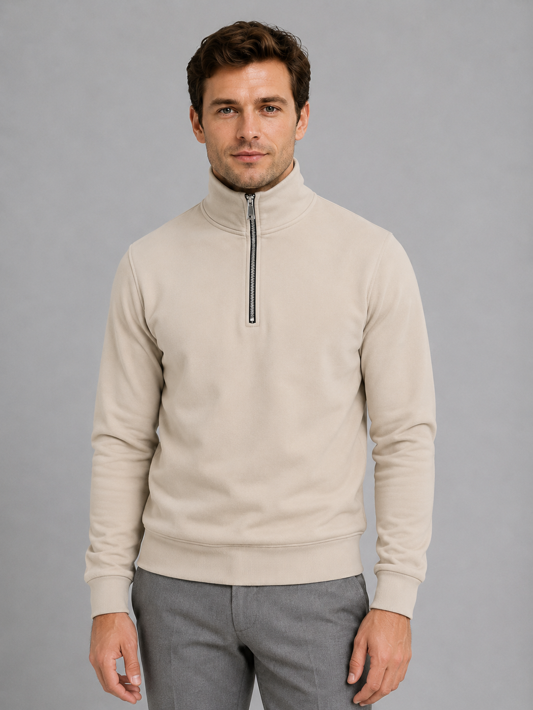 Half zip sweater pullover with high neck for men – product image 6