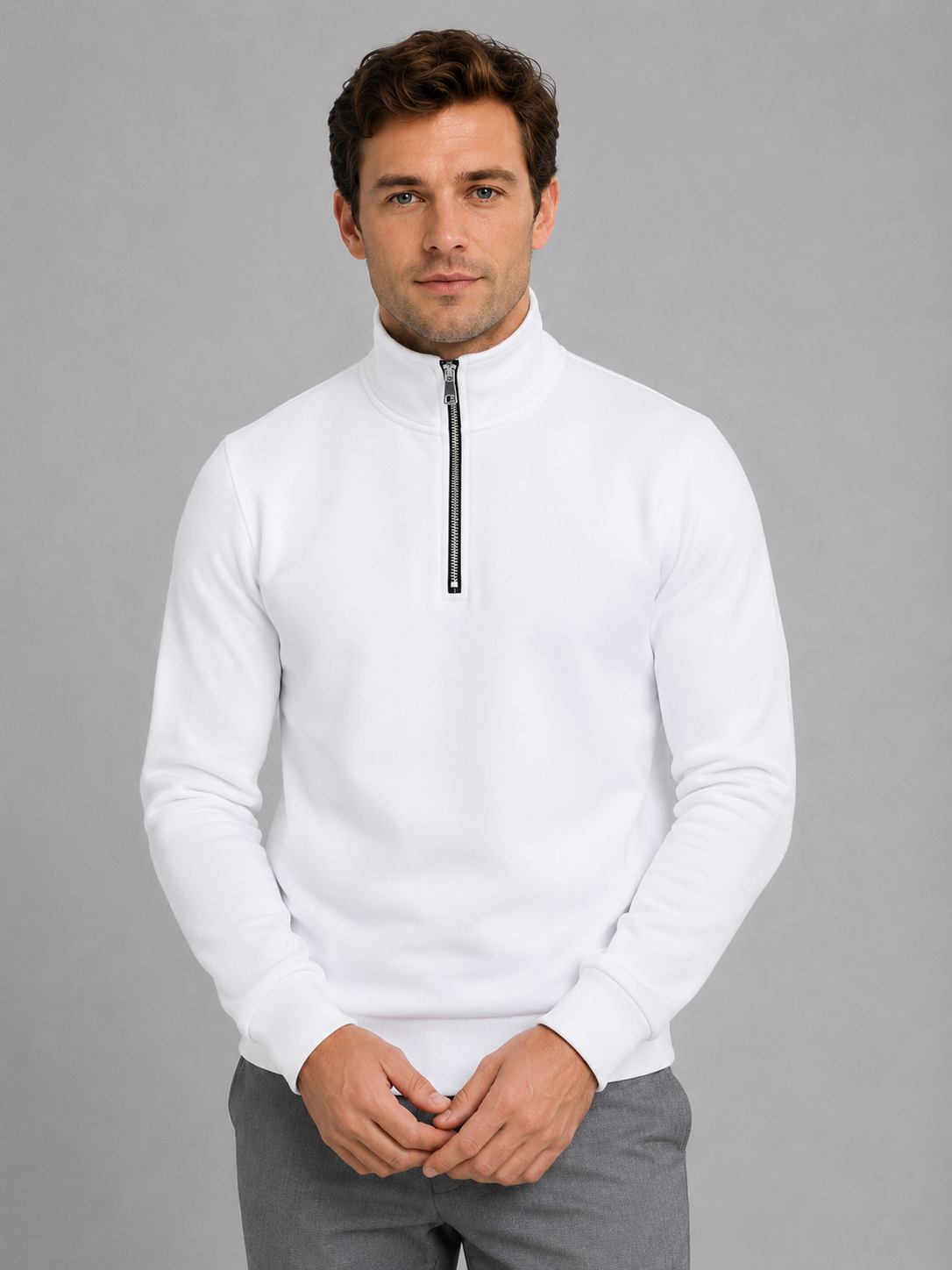 Half zip sweater pullover with high neck for men – product image 7