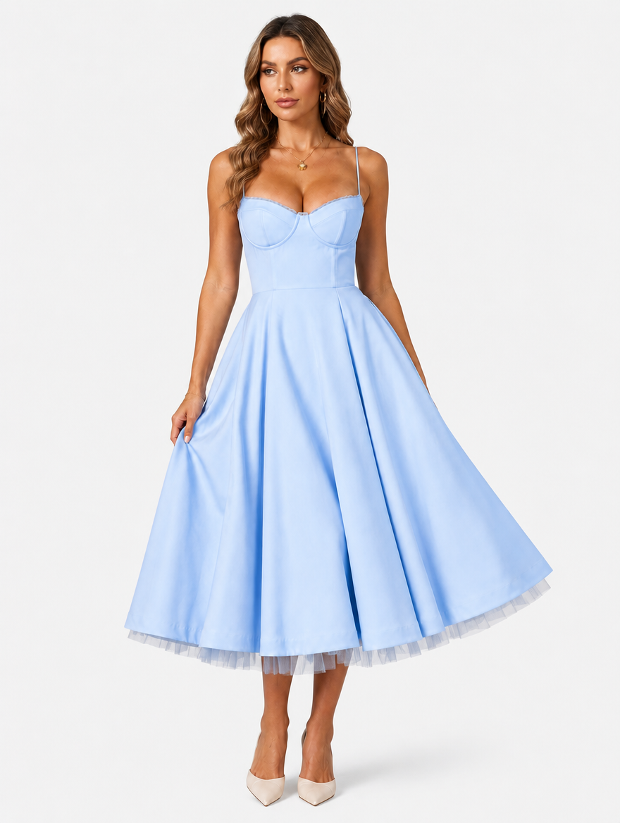 Elegant Corset Midi Dress for Summer Weddings