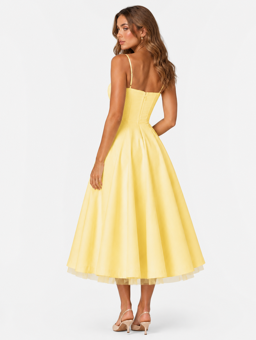 Elegant Corset Midi Dress for Summer Weddings