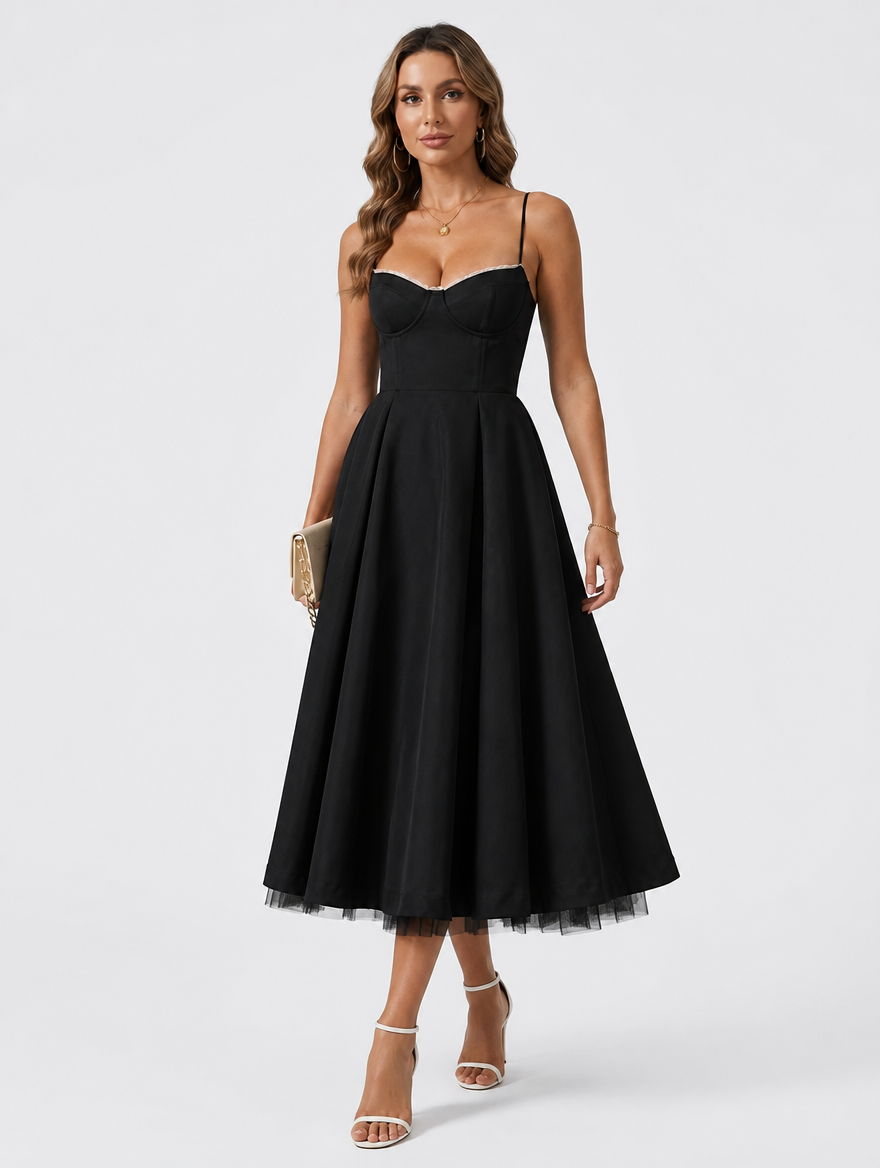 Elegant Corset Midi Dress for Summer Weddings