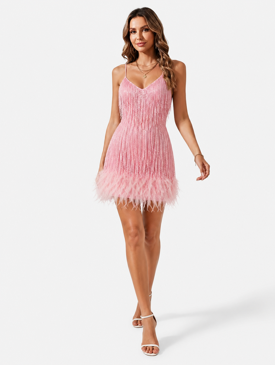 Sequin Fringe Mini Dress