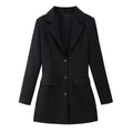 Longline Single-Breasted Blazer Notch Lapel - Tailored Fit